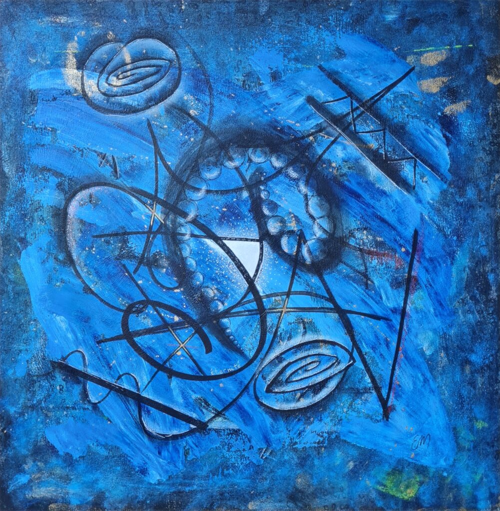 Aperçu de la toile du Mot "Eternité", dans les tons de bleu et or