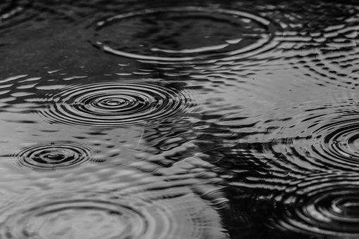 Ondulation de l'eau, pluie sur un lac
